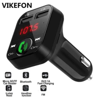 Bluetooth 5.0 FM Transmitter Car Wireless Adapter Mic Audio Receiver Auto MP3 Player 2.1A Dual USB Fast Car Charger Accessories