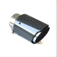 Car Carbon Fibre Glossy Exhaust System Muffler Pipe Tip Straight Universal Silver Stainless Mufflers Decorations For Akrapovic