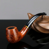 High Quality Briar Smoking Pipe 9mm Filter Briar Pipe Wood Tobacco Pipe Bent Briar Smoke Pipe Accessory