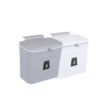 【JOEKI】雙開壁掛垃圾桶-JJ0511-7L(廚餘桶 滑蓋 垃圾桶 壁掛垃圾桶 掀蓋垃圾桶 掛式垃圾桶)