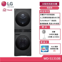 LG 樂金 WashTower WD-S1310B 13+10公斤AI智控洗乾衣機 尊爵黑(獨家送雙好禮)