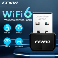 FENVI WIFI6 USB Adapter Dongle AX286 USB 2.0 Network Card 2.4GHz Mini Wireless Receiver For PC/Laptop For Win7/10/11 Driver Free