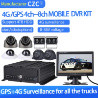 4G surveillance gps tracket AI dms adas 4CH/8CHmobile dvr cmsv6 platform H.265 supports 2pcs 512G sd card