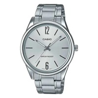 【CASIO 卡西歐】經典商務型男時尚混數字羅馬指針腕錶-銀面(MTP-V005D-7B)