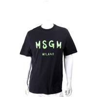 MSGM 油漆綠字母黑色棉質短袖TEE T恤(男款)