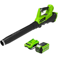 Greenworks 40V 115 MPH / 430 CFM Brushless Cordless Axial Leaf Blower 2.0Ah Battery Charger Included