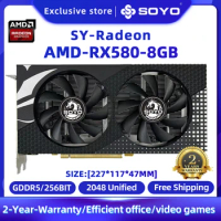 SOYO Original RX580 8G Graphics Card GPU GDDR5 256Bit 8pin 14nm PCIE 3.0×16 New Video Card Support Desktop CPU Placa de video