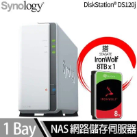 Synology群暉科技 DS120j NAS 搭 Seagate IronWolf 8TB NAS專用硬碟 x 1