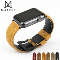 MAIKES genuine leather 44mm 40mm For Apple watch strap watch bracelet for apple watch bands 42mm 38mm iwatch series 5 4 3 2 1