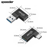 USB To Type C OTG Adapter USB USB-C Male To Type-c Female Converter 90 Degrees Angled For USBC OTG Connector