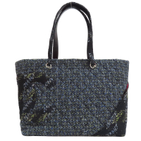 【二手名牌BRAND OFF】CHANEL 香奈兒【再降價】藍色 毛呢 牛皮 Cambon 康朋 托特包