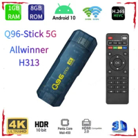 Q96 tv stick 2023 allwinner h313 Android 10 quad core 2.4 5G wifi UHD 4k HDR10 H. 265 home cinema smart tv iptv