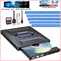 USB 3.0 Type-C ไดรฟ์ DVD Burner Driver ไดรฟ์ความเร็ว ภายนอก DVD-RW Player Writer Reade 7in1 ขาย
