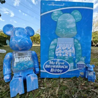 Bearbrick 400%+100% Water Ripple Qianqiu Premium Version Building Block Bear ABS Plastic Material Collection Gift Doll