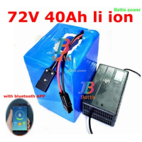 72v 40Ah li-ion battery bluetooth BMS APP lithium ion for 5000w 3000w bicycle scooter bike Motorcycle +5A charger