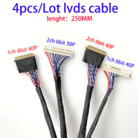 4pcs/Lot lvds cable 30pin/40pin kit 1ch 6-bit /2ch 6-bit for laptop screen 14" 15.6" 25cm IPEX 20454-40P LCD Modify