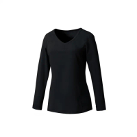 【Mountneer 山林】女 V領遠紅外線保暖衣-黑色 32K66-01(立領/衛生衣/內衣/發熱衣)