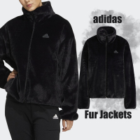 adidas 毛毛外套 Fur Jackets 黑 女款 毛絨 刷毛 寬鬆 立領 保暖 愛迪達 HM7105