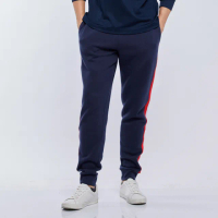 【NAUTICA】男裝 品牌LOGO撞色刷毛運動長褲(深藍)