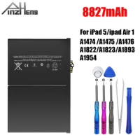 PINZHENG 8827mAh Tablet Battery For iPad 5 Air 1 Replacement Bateria A1474 A1475 A1476 A1822 A1823 A1893 A1954 Battery With Tool