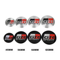4PCS 45MM/56MM/60MM/65MM Aluminum Wheel Center Sticker GR Logo Emblem Cover Hub Cap GAZOO Racing Stickers Car Rim Accessories