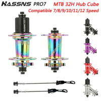 HASSNS PRO7 Bicycle Hub MTB Cube 32 Holes 12v Ratchet Mountain Bike Freehub 32H Cube 7/8/9/10/11/12 Speed For SHIMANO HG