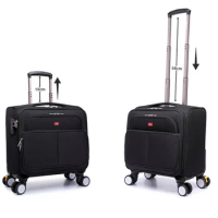 16 Inch Travel Soft Canvas Small Suitcase With Wheels Carry On Trolley Rolling Laptop Luggage Bag Boarding Cabin Free Shipping