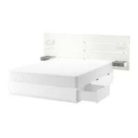 NORDLI 雙人床框附抽屜/床頭板, 白色, 160x200公分