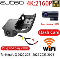 ZJCGO 4K Car DVR Dash Cam Wifi Front Rear Camera 24h Monitor for Neta U X 2020 2021 2022 2023 2024