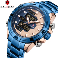 New Soccer Inspire Sport Watch Luxury Men Fashion Full Steel Wristwatches TOP Brand KADEMAN Dual Movement LED Male Watch Relogio