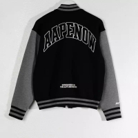 AAPE BY BATHING APE Jaket AAPE NOW OUTLINE WHITE HALF GREY BLACK VARSITY JACKET 100% ORIGINAL