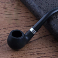 Handheld Tobacco Pipe Wooden Bent Pipe Smoking Filter Herb Grinder Portable Cleaning Smoke Pipe Cigarette Accessories Men's Gift