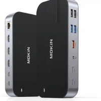 MOKiN 10Gbps USB C Docking Station HDMI 4K ​60H,USB3.1,DP,RJ45,SD&amp;TF,Audio,100W PD Adapter for MacBook/Dell/HP/Lenovo usb to hub