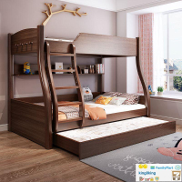 實木雙層床上下鋪高低床成人上下床爬梯二層兒童床子母床家用