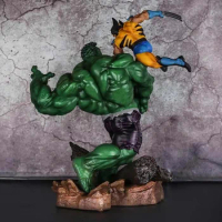 Anime The Avengers Hulk Vs Wolverine 1/6 Statue Action Figure Cale Painted Figure 36cm Pvc Toys Children Xmas Gift Brinquedos