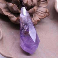 天然水晶原石吊墜紫水晶水滴切面靈擺掛件男女情侶項鏈飾品禮