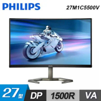 【福利品】Philips 27型 27M1C5500V 165Hz VA 曲面電競螢幕