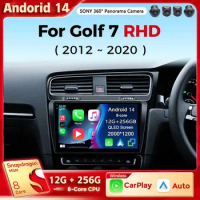 Android 14 Car Radio For Volkswagen VW Golf 7 MK7 GTI 2012-2021 Right Hand Drive RHD Carplay Android Stereo Video Player 2 Din