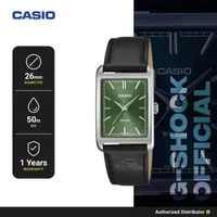 Casio MTP-B215L-3AVDF Jam Tangan Pria Analog Kulit Asli Black Green Original