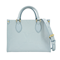 二手品 Louis Vuitton LV路易威登 On The Go PM 全皮二用購物袋(M46840-霧霾藍)