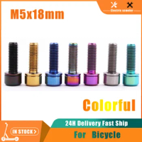 Upgrade Colorful M5x18mm Titanium Screws Bicycle Stem Bolt Mountain Bike Ultralight Stem Rainbow With Washers Gasket Accessories