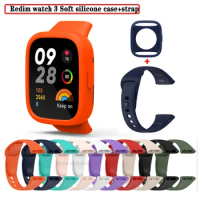 Silicone Strap+Protective Cover For Redmi Watch 3 Replacement Wrist Strap Bumper For Xiaomi Mi watch lite3 Wristband Bracelet
