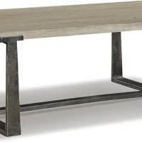 Contemporary Rectangular Coffee Table, Gray &amp; Antiqued Pewter-Tone Finish Cocktail Table for Living Room