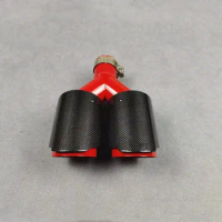1 PCS Y Model Red Exhaust Tip Car Universal Stainless Steel End Tip Carbon Fiber For Akrapovic Muffler Pipe Exhaust Tailpipe