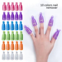 10pcs Nail Glue Remover Cover Plastic Nail Wraps Clip UV Gel Polish Remover Cleaner Fluid for Removal of Varnish Manicure Tools