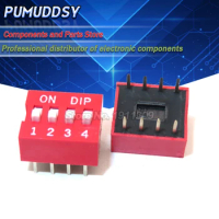 10PCS DIP Switch 4 bit Way 2.54mm Toggle Switch Red Snap Switch Wholesale Electronic
