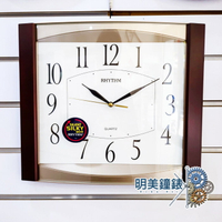 ◆明美鐘錶眼鏡◆RHYTHM 麗聲鐘/CMG899NR06/簡單古典木質方形靜音掛鐘/時鐘