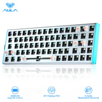 Aula F3368 Customized Tri-mode Mechanical Keyboard 2.4g Wireless 68-key Kit Hot Swap Rgb Ash Wood Sh