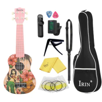 21 Inch Ukulele Hawaiian Guitar Pink Girl Mini Guitarra Ukulele 4 Strings Ukulele with Tuner Strap Capo Guitar Accessories