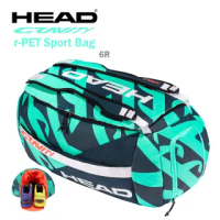 【HEAD】6支裝網球拍袋 Gravity r-PET Sport Bag 後背包 衣物袋 適網球 壁球 羽毛球(283590)